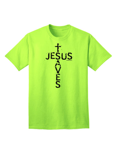 Religious Symbolism Embodied - Adult T-Shirt with Cross Shape Design by TooLoud-Mens T-shirts-TooLoud-Neon-Green-Small-Davson Sales