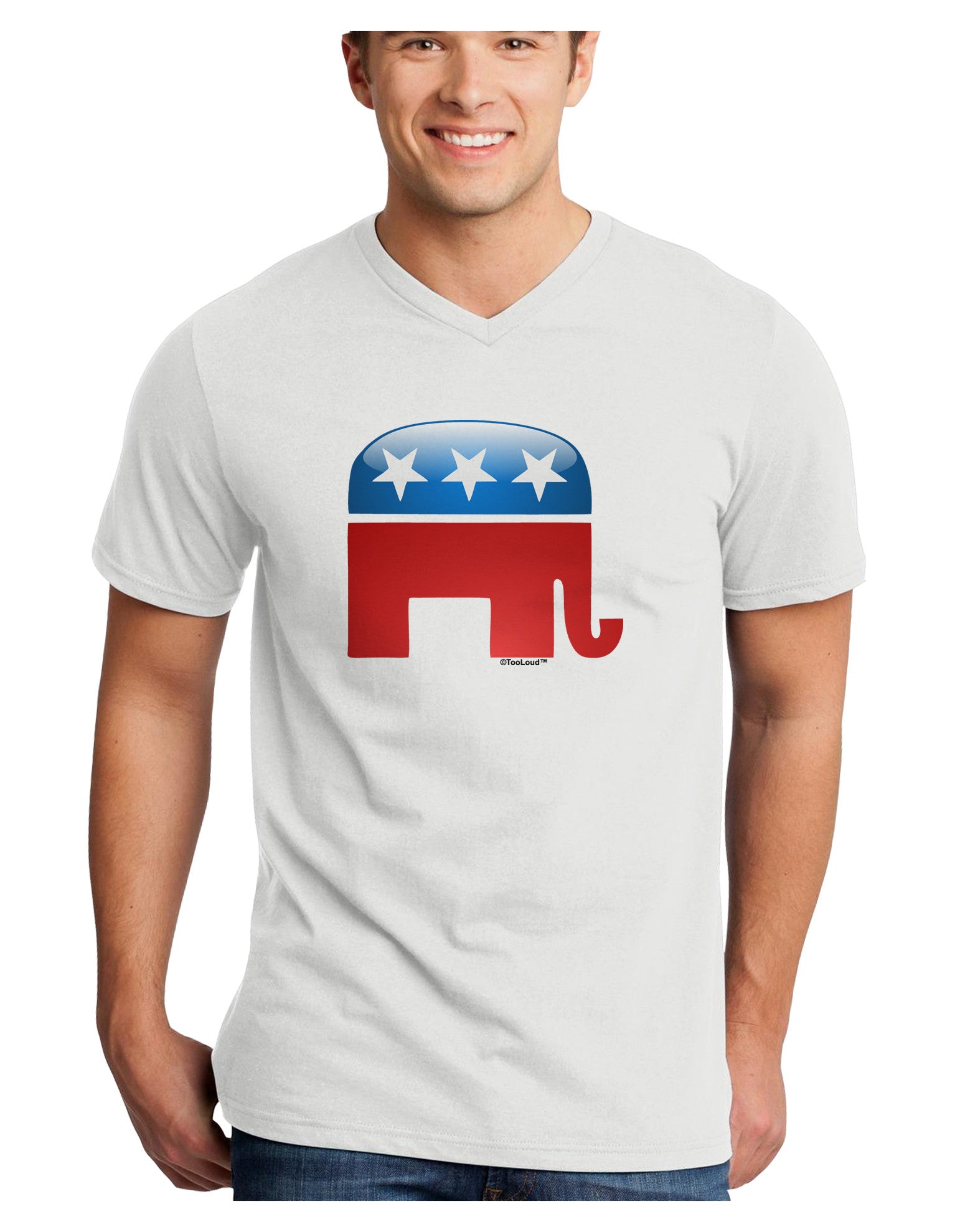 Republican Bubble Symbol Adult V-Neck T-shirt-Mens V-Neck T-Shirt-TooLoud-White-Small-Davson Sales