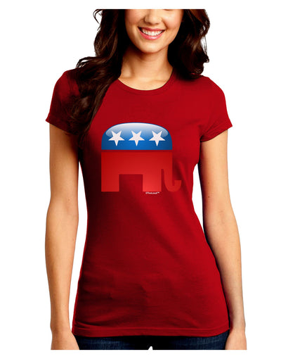 Republican Bubble Symbol Juniors Petite Crew Dark T-Shirt-T-Shirts Juniors Tops-TooLoud-Red-Juniors Fitted Small-Davson Sales