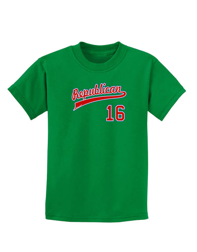 Republican Jersey 16 Childrens Dark T-Shirt-Childrens T-Shirt-TooLoud-Kelly-Green-X-Small-Davson Sales