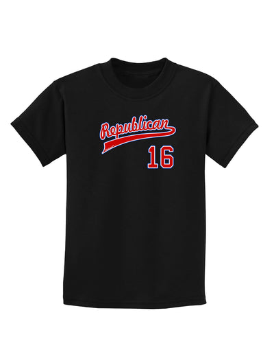 Republican Jersey 16 Childrens Dark T-Shirt-Childrens T-Shirt-TooLoud-Black-X-Small-Davson Sales