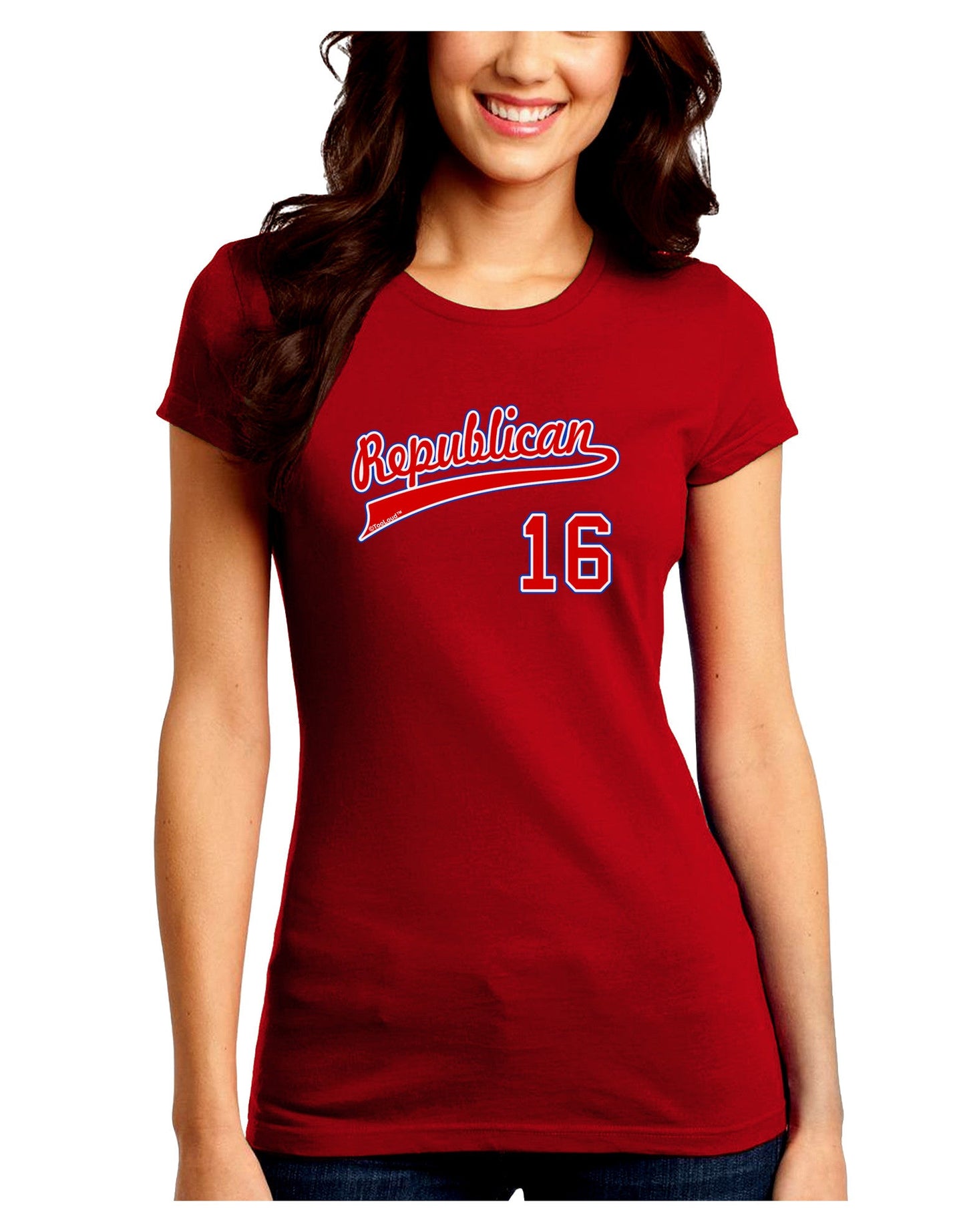 Republican Jersey 16 Juniors Petite Crew Dark T-Shirt-T-Shirts Juniors Tops-TooLoud-Red-Juniors Fitted Small-Davson Sales