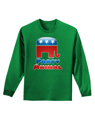 Republican Party Animal Adult Long Sleeve Dark T-Shirt-TooLoud-Kelly-Green-Small-Davson Sales