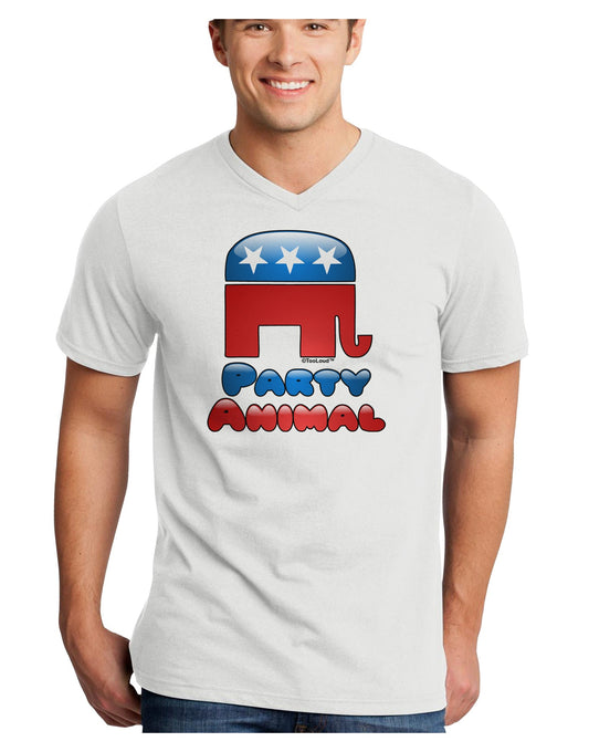 Republican Party Animal Adult V-Neck T-shirt-Mens V-Neck T-Shirt-TooLoud-White-Small-Davson Sales