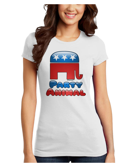 Republican Party Animal Juniors Petite T-Shirt-T-Shirts Juniors Tops-TooLoud-White-Juniors Fitted X-Small-Davson Sales