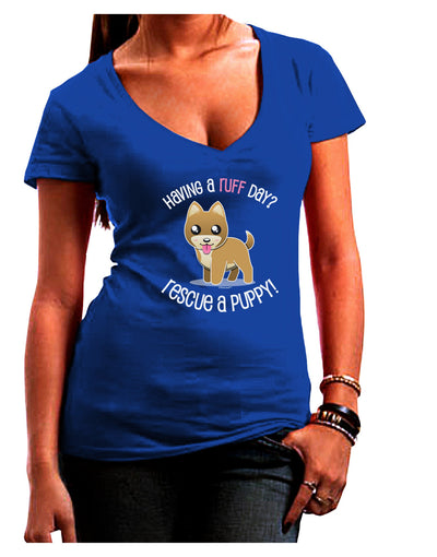 Rescue A Puppy Womens V-Neck Dark T-Shirt-Womens V-Neck T-Shirts-TooLoud-Royal-Blue-Juniors Fitted Small-Davson Sales