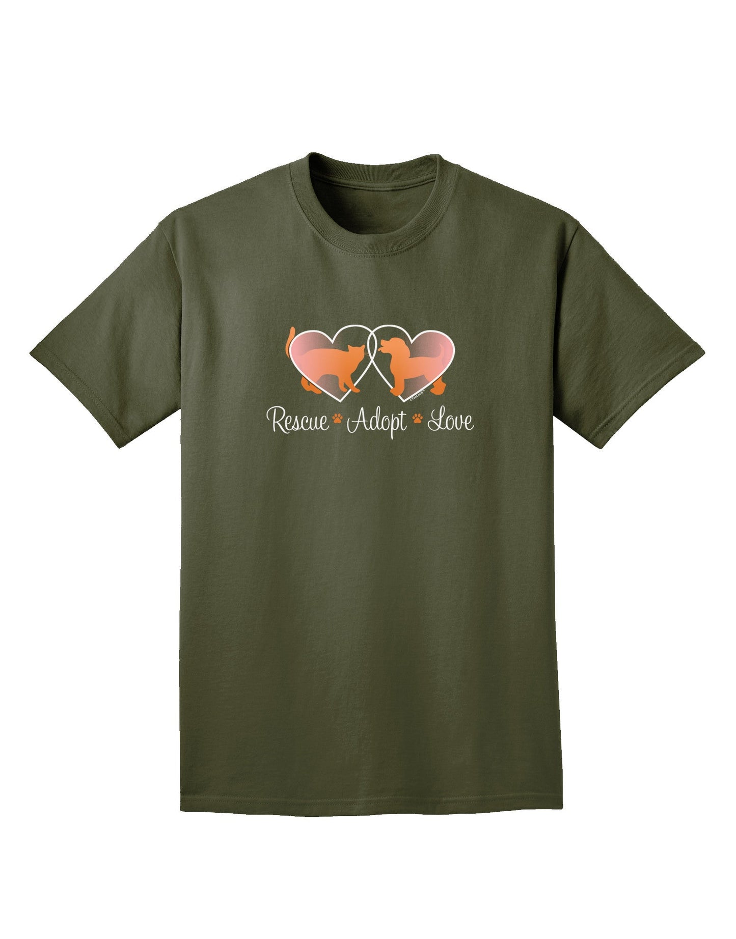 Rescue Adopt Love Adult Dark T-Shirt-Mens T-Shirt-TooLoud-Military-Green-Small-Davson Sales