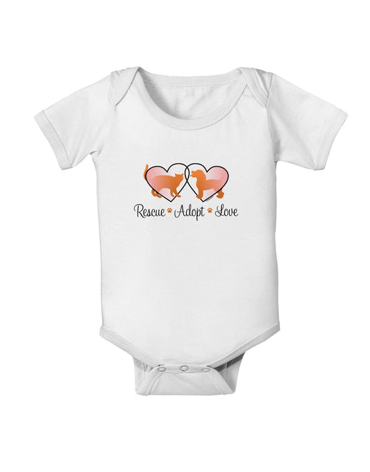 Rescue Adopt Love Baby Romper Bodysuit-Baby Romper-TooLoud-White-06-Months-Davson Sales
