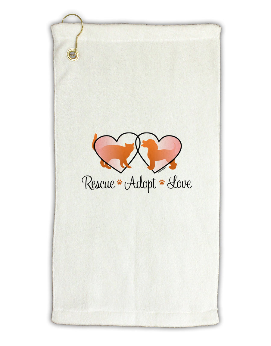 Rescue Adopt Love Micro Terry Gromet Golf Towel 16 x 25 inch-Golf Towel-TooLoud-White-Davson Sales