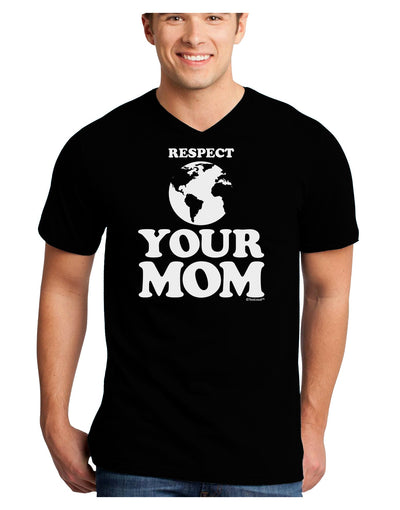 Respect Your Mom - Mother Earth Design Adult Dark V-Neck T-Shirt-TooLoud-Black-Small-Davson Sales