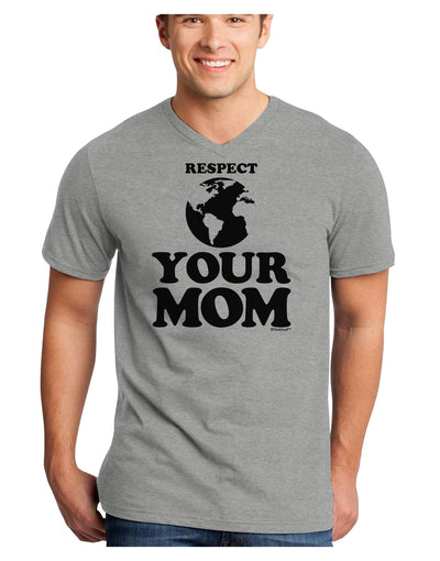 Respect Your Mom - Mother Earth Design Adult V-Neck T-shirt-Mens V-Neck T-Shirt-TooLoud-HeatherGray-Small-Davson Sales