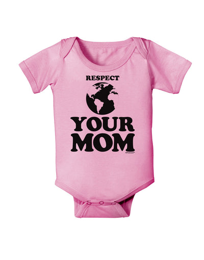 Respect Your Mom - Mother Earth Design Baby Romper Bodysuit-Baby Romper-TooLoud-Light-Pink-06-Months-Davson Sales