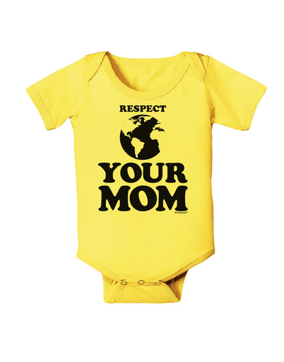 Respect Your Mom - Mother Earth Design Baby Romper Bodysuit-Baby Romper-TooLoud-Yellow-06-Months-Davson Sales