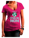 Respect Your Mom - Mother Earth Design - Color Juniors V-Neck Dark T-Shirt-Womens V-Neck T-Shirts-TooLoud-Hot-Pink-Juniors Fitted Small-Davson Sales