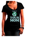 Respect Your Mom - Mother Earth Design - Color Juniors V-Neck Dark T-Shirt-Womens V-Neck T-Shirts-TooLoud-Black-Juniors Fitted Small-Davson Sales