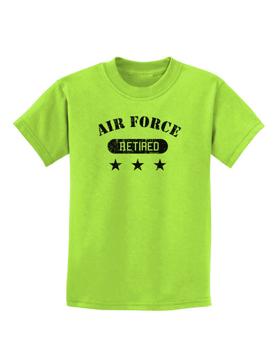 Retired Air Force Childrens T-Shirt-Childrens T-Shirt-TooLoud-Lime-Green-X-Small-Davson Sales