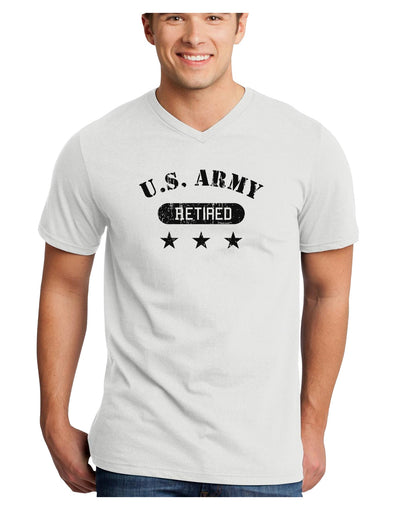 Retired Army Adult V-Neck T-shirt-Mens V-Neck T-Shirt-TooLoud-White-Small-Davson Sales
