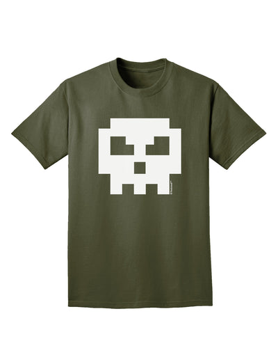 Retro 8-Bit Skull Adult Dark T-Shirt-Mens T-Shirt-TooLoud-Military-Green-Small-Davson Sales