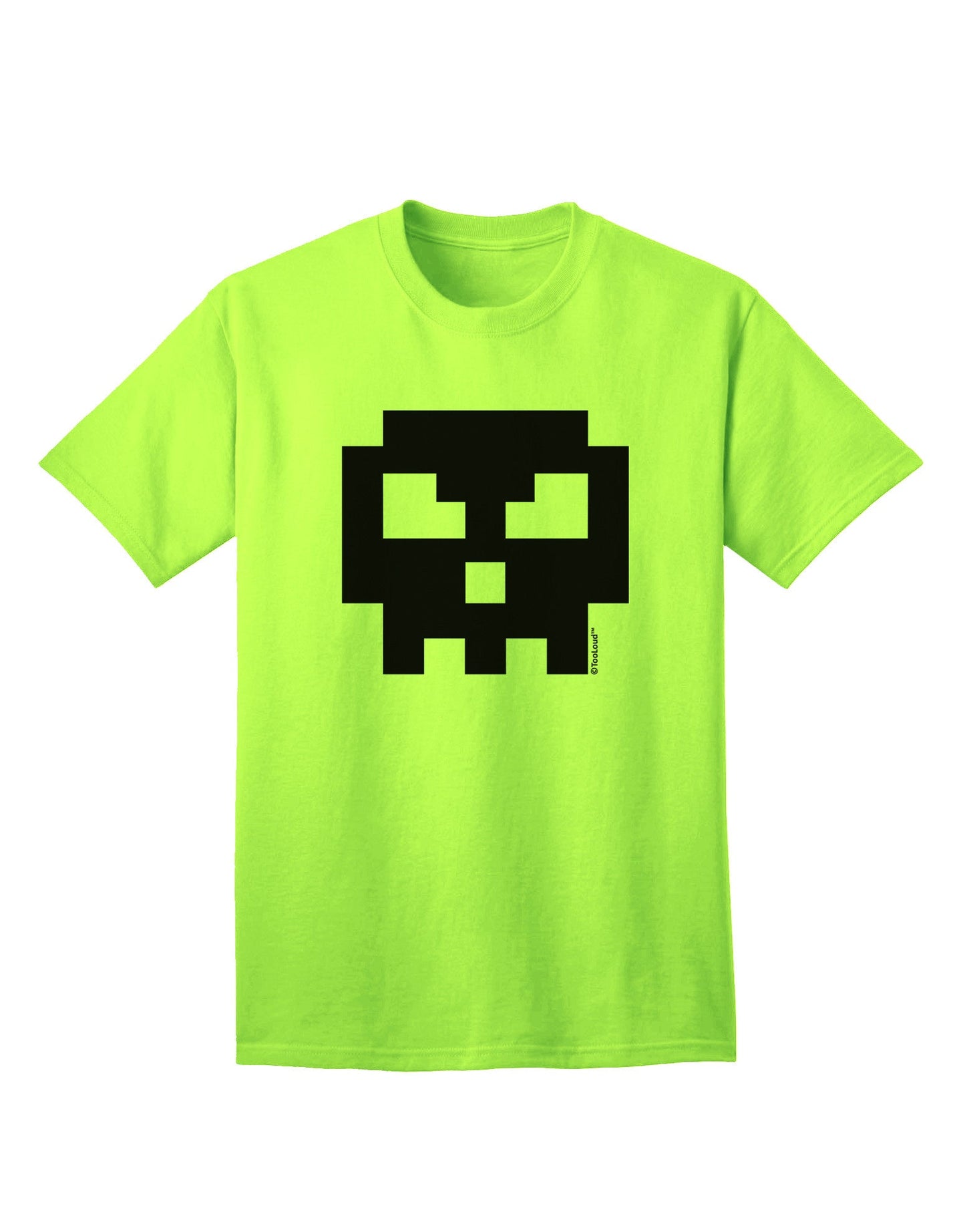 Retro 8-Bit Skull Adult T-Shirt-Mens T-Shirt-TooLoud-Neon-Green-Small-Davson Sales