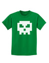 Retro 8-Bit Skull Childrens Dark T-Shirt-Childrens T-Shirt-TooLoud-Kelly-Green-X-Small-Davson Sales