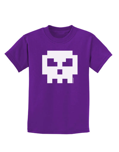 Retro 8-Bit Skull Childrens Dark T-Shirt-Childrens T-Shirt-TooLoud-Purple-X-Small-Davson Sales