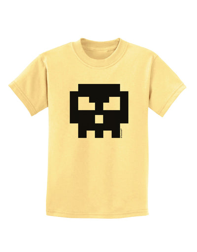 Retro 8-Bit Skull Childrens T-Shirt-Childrens T-Shirt-TooLoud-Daffodil-Yellow-X-Small-Davson Sales