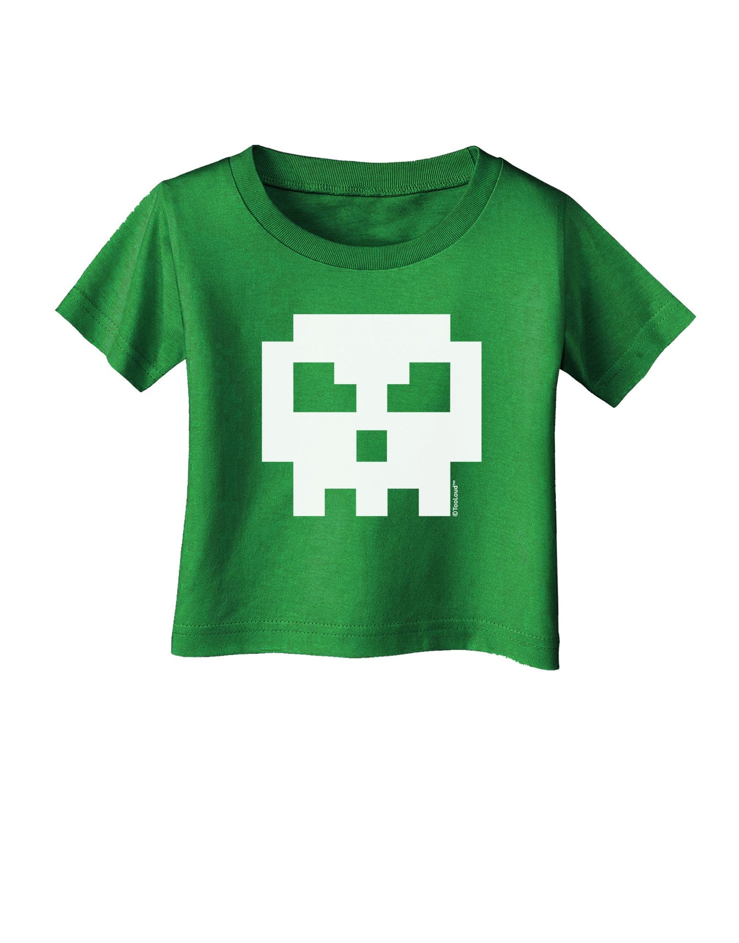 Retro 8-Bit Skull Infant T-Shirt Dark-Infant T-Shirt-TooLoud-Clover-Green-06-Months-Davson Sales