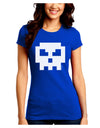 Retro 8-Bit Skull Juniors Crew Dark T-Shirt-T-Shirts Juniors Tops-TooLoud-Royal-Blue-Juniors Fitted Small-Davson Sales