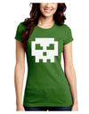 Retro 8-Bit Skull Juniors Crew Dark T-Shirt-T-Shirts Juniors Tops-TooLoud-Kiwi-Green-Juniors Fitted Small-Davson Sales