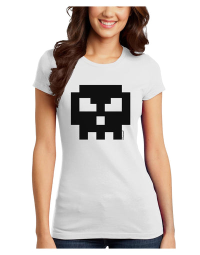 Retro 8-Bit Skull Juniors T-Shirt-Womens Juniors T-Shirt-TooLoud-White-Juniors Fitted X-Small-Davson Sales