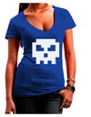 Retro 8-Bit Skull Juniors V-Neck Dark T-Shirt-Womens V-Neck T-Shirts-TooLoud-Royal-Blue-Juniors Fitted Small-Davson Sales