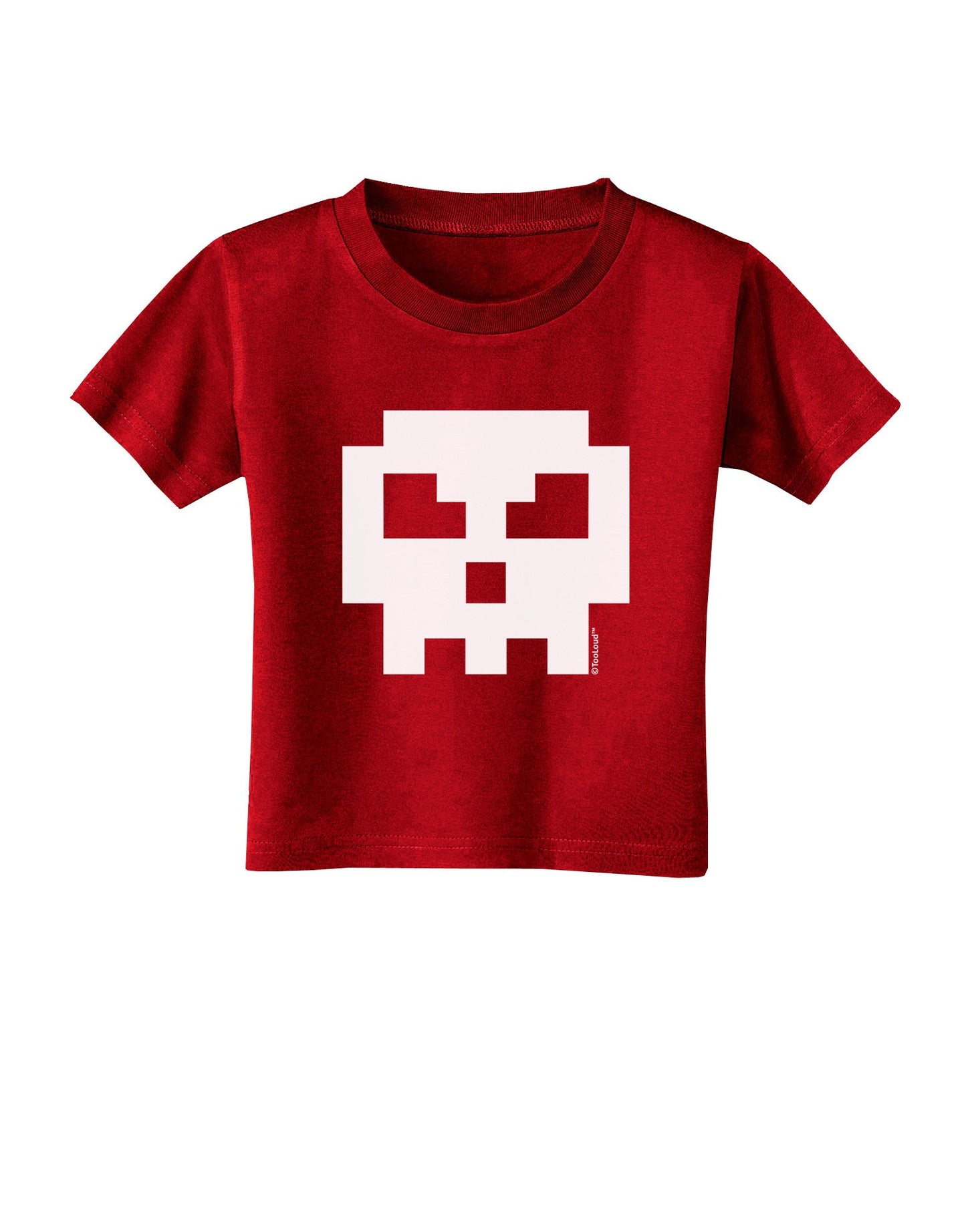 Retro 8-Bit Skull Toddler T-Shirt Dark-Toddler T-Shirt-TooLoud-Red-2T-Davson Sales