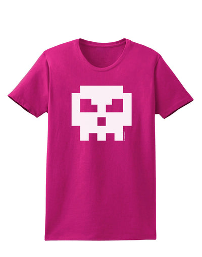 Retro 8-Bit Skull Womens Dark T-Shirt-TooLoud-Hot-Pink-Small-Davson Sales