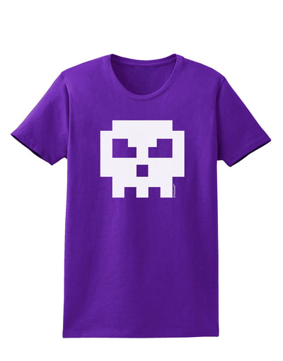 Retro 8-Bit Skull Womens Dark T-Shirt-TooLoud-Purple-X-Small-Davson Sales