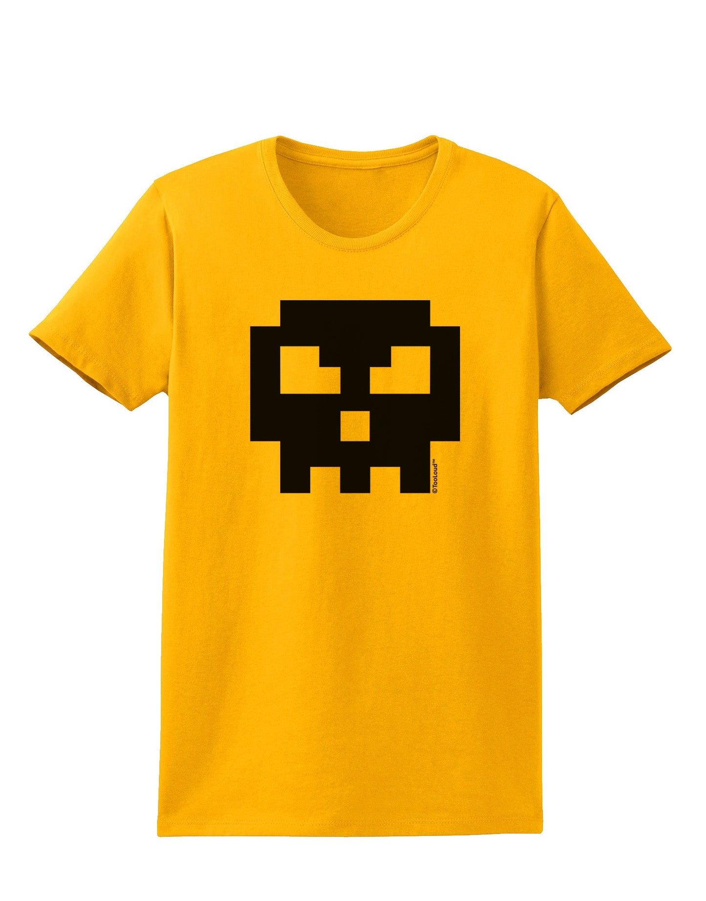 Retro 8-Bit Skull Womens T-Shirt-Womens T-Shirt-TooLoud-Gold-X-Small-Davson Sales