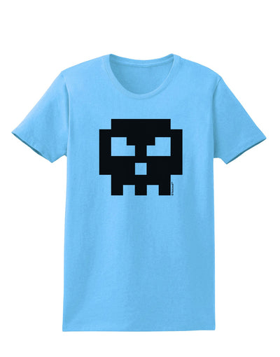 Retro 8-Bit Skull Womens T-Shirt-Womens T-Shirt-TooLoud-Aquatic-Blue-X-Small-Davson Sales