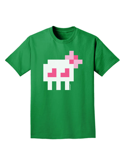 Retro 8-Bit Skull with Pink Bow Adult Dark T-Shirt-Mens T-Shirt-TooLoud-Kelly-Green-Small-Davson Sales