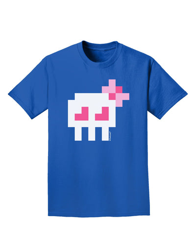 Retro 8-Bit Skull with Pink Bow Adult Dark T-Shirt-Mens T-Shirt-TooLoud-Royal-Blue-Small-Davson Sales