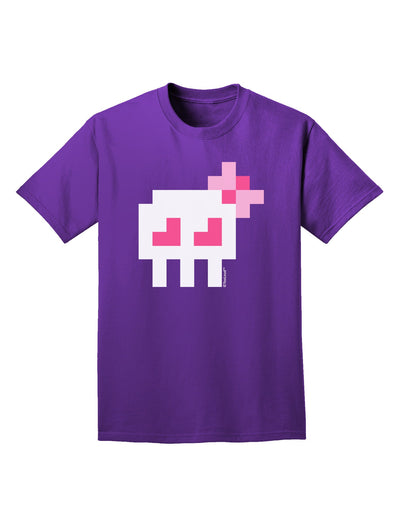 Retro 8-Bit Skull with Pink Bow Adult Dark T-Shirt-Mens T-Shirt-TooLoud-Purple-Small-Davson Sales