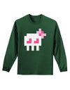 Retro 8-Bit Skull with Pink Bow Adult Long Sleeve Dark T-Shirt-TooLoud-Dark-Green-Small-Davson Sales