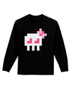 Retro 8-Bit Skull with Pink Bow Adult Long Sleeve Dark T-Shirt-TooLoud-Black-Small-Davson Sales