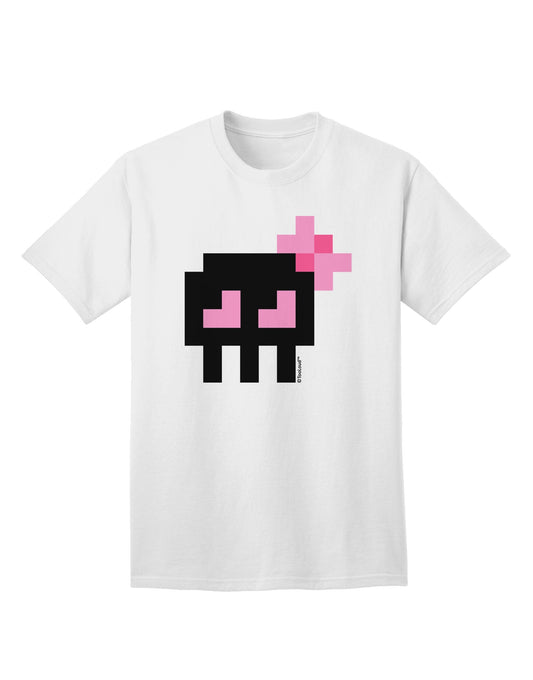 Retro 8-Bit Skull with Pink Bow Adult T-Shirt-Mens T-Shirt-TooLoud-White-Small-Davson Sales