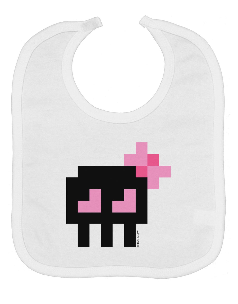 Retro 8-Bit Skull with Pink Bow Baby Bib