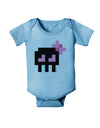 Retro 8-Bit Skull with Pink Bow Baby Romper Bodysuit-Baby Romper-TooLoud-Light-Blue-06-Months-Davson Sales