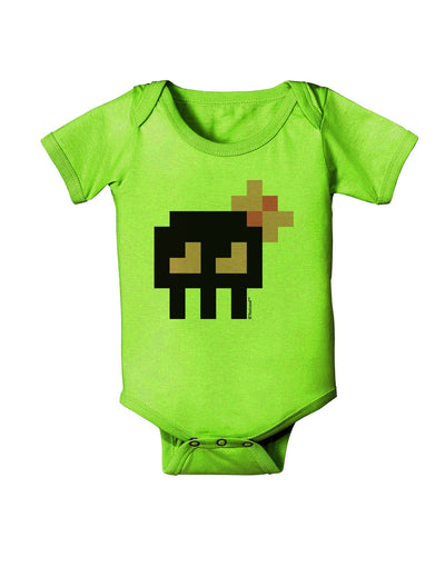 Retro 8-Bit Skull with Pink Bow Baby Romper Bodysuit-Baby Romper-TooLoud-Lime-Green-06-Months-Davson Sales