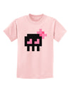 Retro 8-Bit Skull with Pink Bow Childrens T-Shirt-Childrens T-Shirt-TooLoud-PalePink-X-Small-Davson Sales