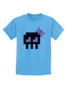 Retro 8-Bit Skull with Pink Bow Childrens T-Shirt-Childrens T-Shirt-TooLoud-Aquatic-Blue-X-Small-Davson Sales