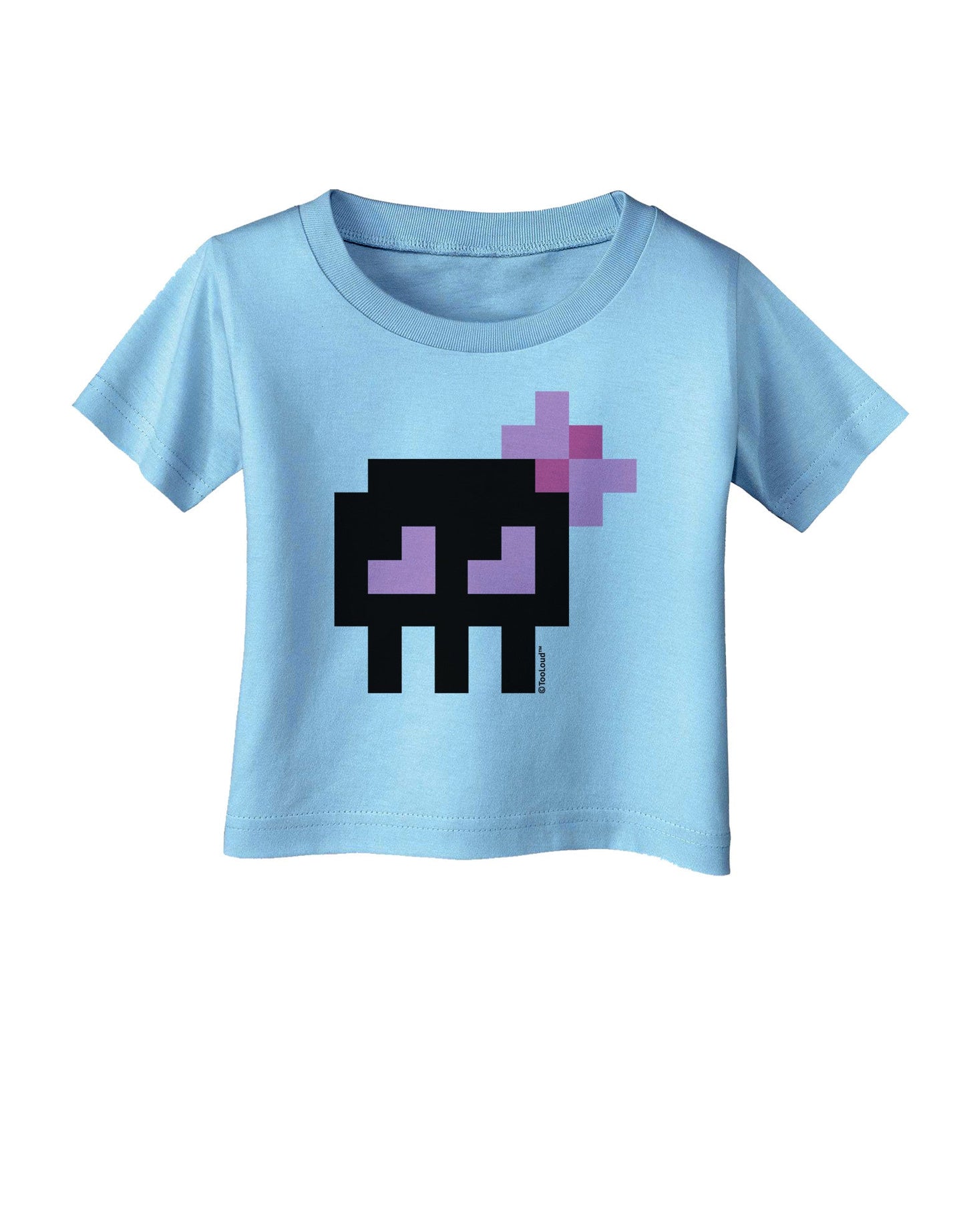 Retro 8-Bit Skull with Pink Bow Infant T-Shirt-Infant T-Shirt-TooLoud-Aquatic-Blue-06-Months-Davson Sales