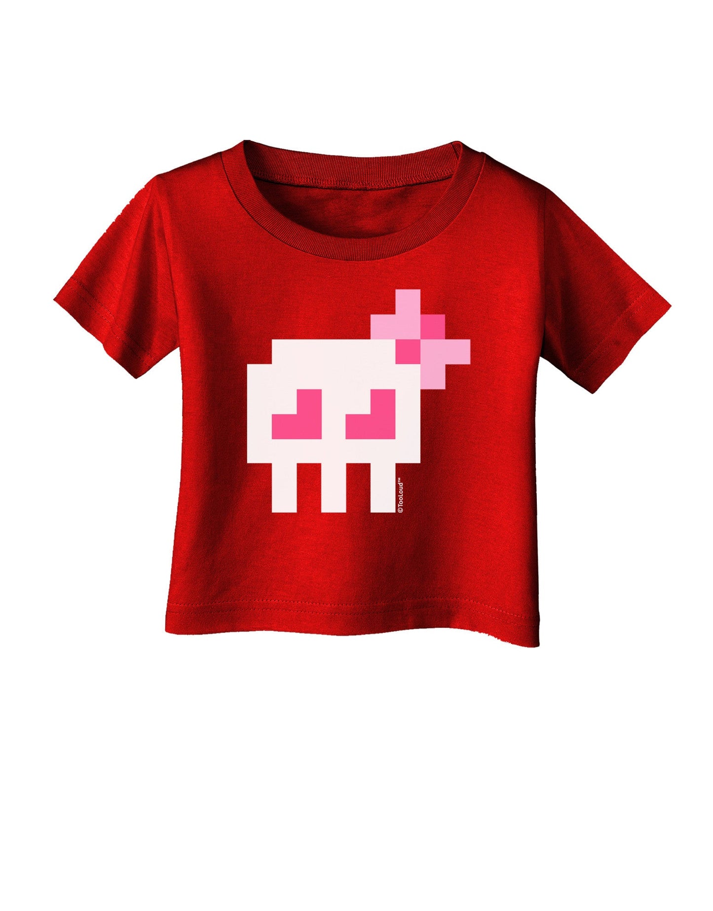 Retro 8-Bit Skull with Pink Bow Infant T-Shirt Dark-Infant T-Shirt-TooLoud-Red-06-Months-Davson Sales
