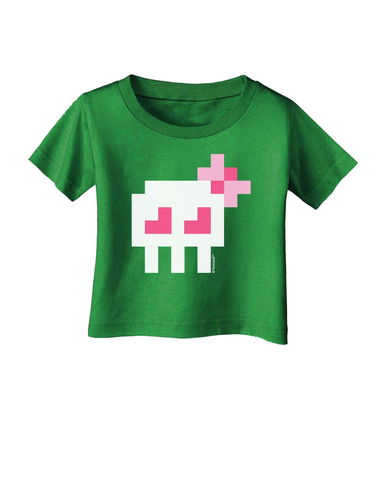 Retro 8-Bit Skull with Pink Bow Infant T-Shirt Dark-Infant T-Shirt-TooLoud-Clover-Green-06-Months-Davson Sales